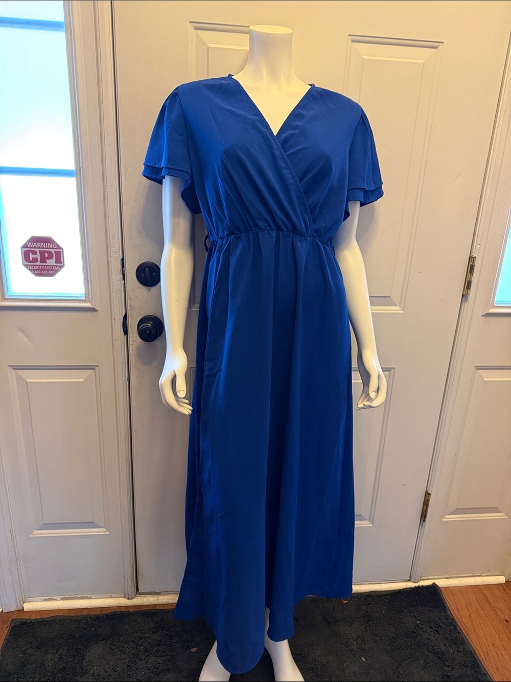 Elegant Blue Wrap Maxi Dress - Brand: